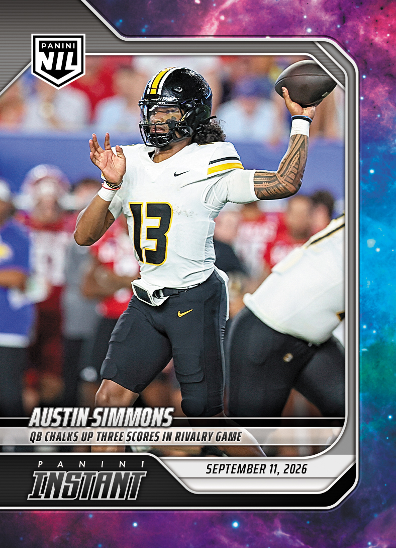 Detailed Image of Austin Simmons - 2026 Panini Instant NIL College Football #2-ASI - Galaxy 1/1