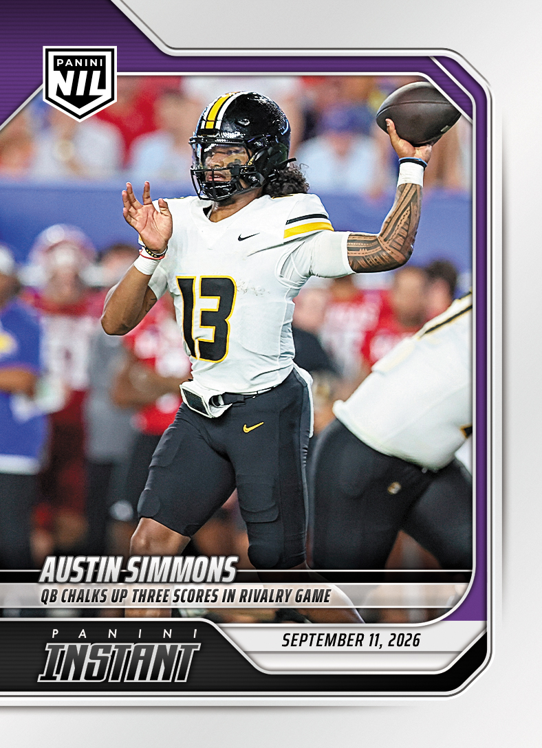 Detailed Image of Austin Simmons - 2026 Panini Instant NIL College Football #2-ASI - Base Card 5-pack