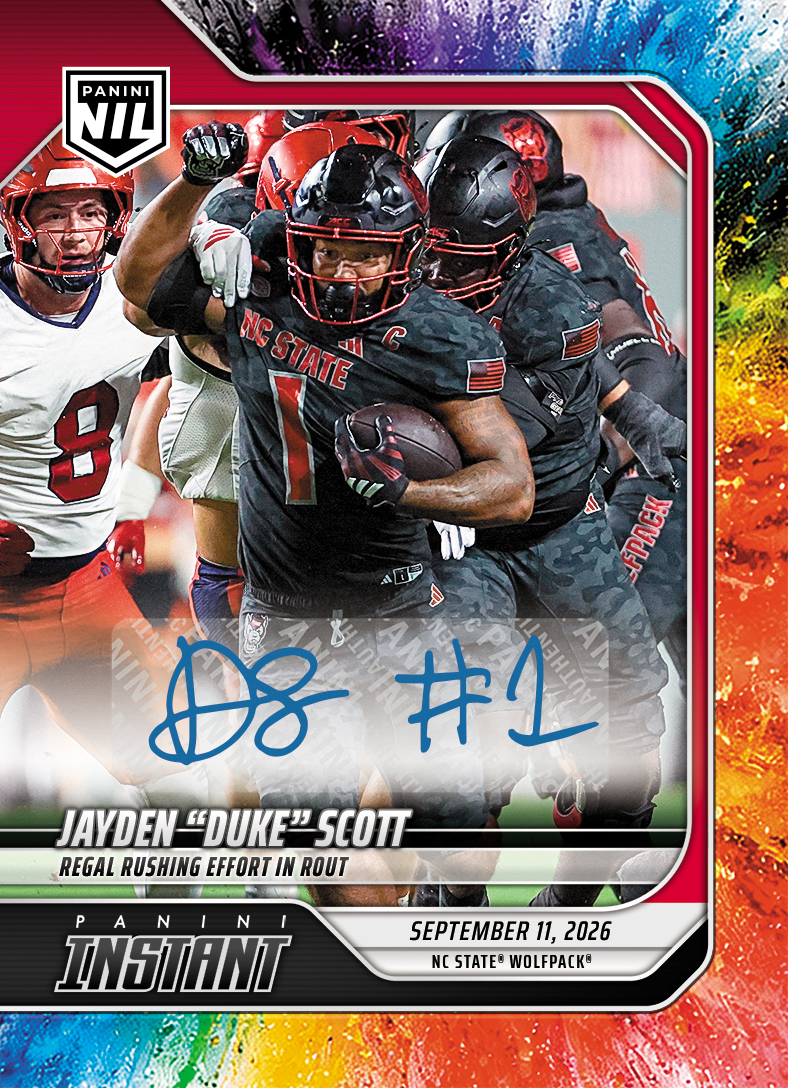 Detailed Image of Jayden "Duke" Scott - 2026 Panini Instant NIL College Football #2-JDS - Color Blast /10 Auto