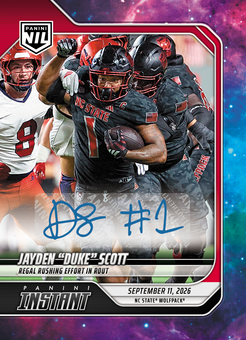 Detailed Image of Jayden "Duke" Scott - 2026 Panini Instant NIL College Football #2-JDS - Galaxy 1/1 Auto