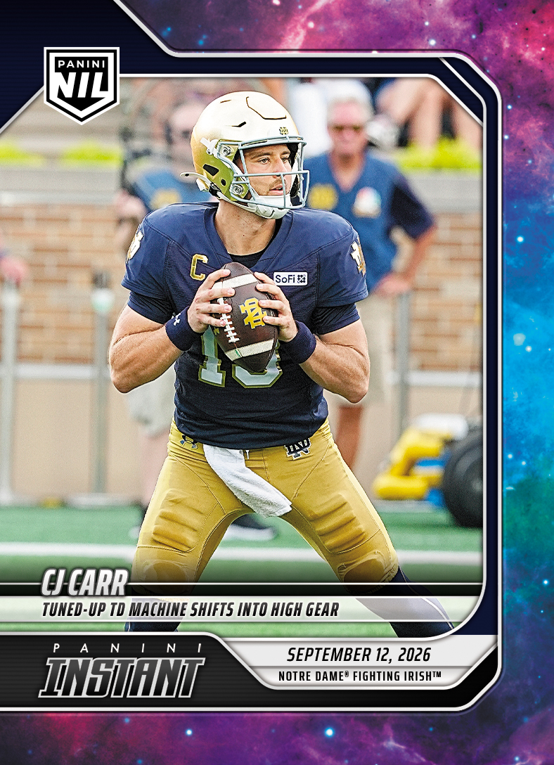 Detailed Image of CJ Carr - 2026 Panini Instant NIL College Football #2-CJC - Galaxy 1/1