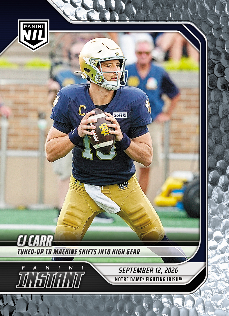 Detailed Image of CJ Carr - 2026 Panini Instant NIL College Football #2-CJC - Metallic /5