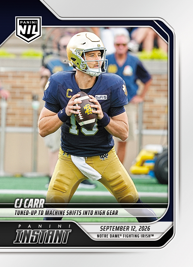 Detailed Image of CJ Carr - 2026 Panini Instant NIL College Football #2-CJC - Base Card