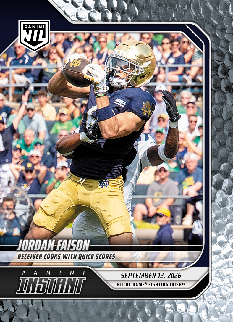 Detailed Image of Jordan Faison - 2026 Panini Instant NIL College Football #2-JFA - Metallic /5