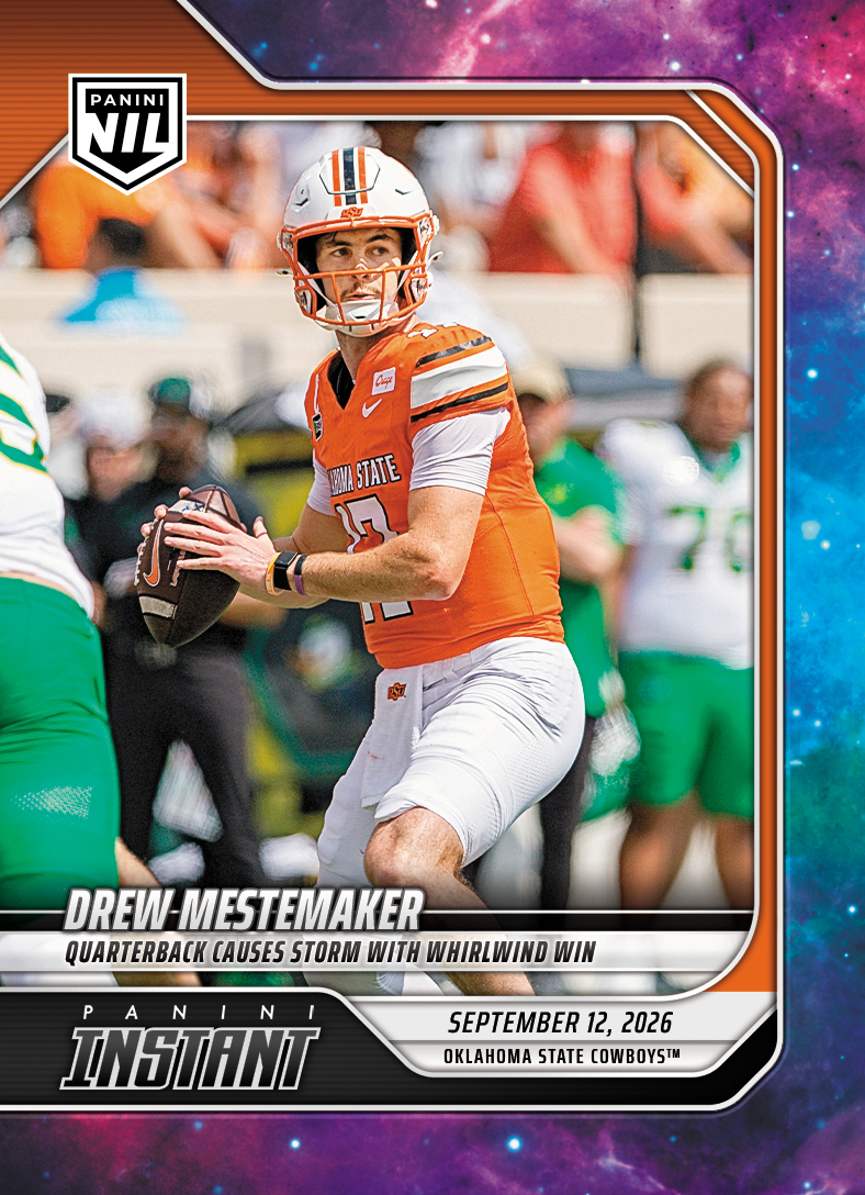 Detailed Image of Drew Mestemaker - 2026 Panini Instant NIL College Football #2-DME - Galaxy 1/1
