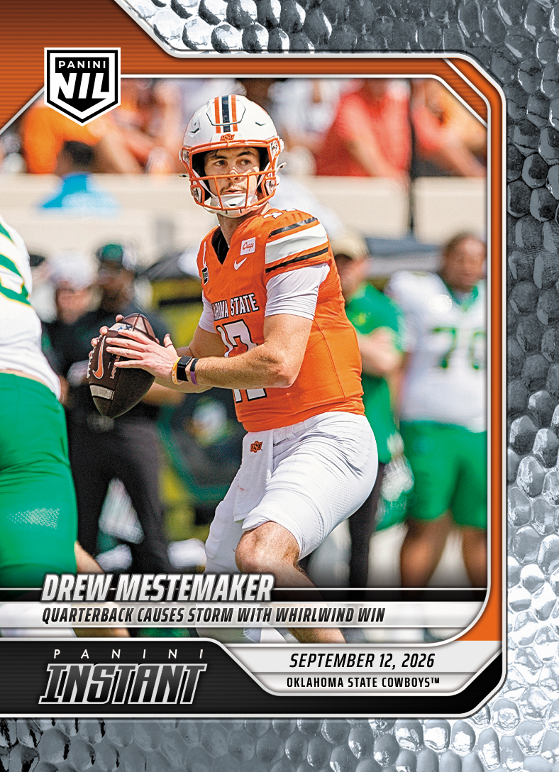 Detailed Image of Drew Mestemaker - 2026 Panini Instant NIL College Football #2-DME - Metallic /5
