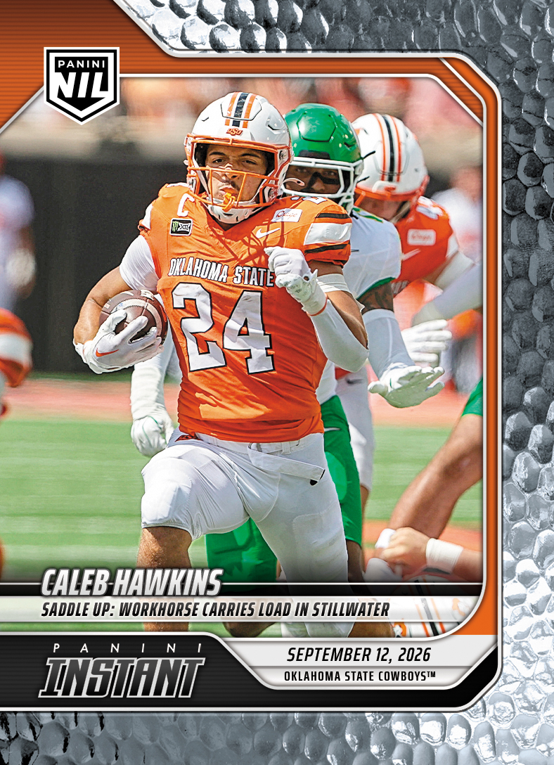 Detailed Image of Caleb Hawkins - 2026 Panini Instant NIL College Football #2-CHA - Metallic /5
