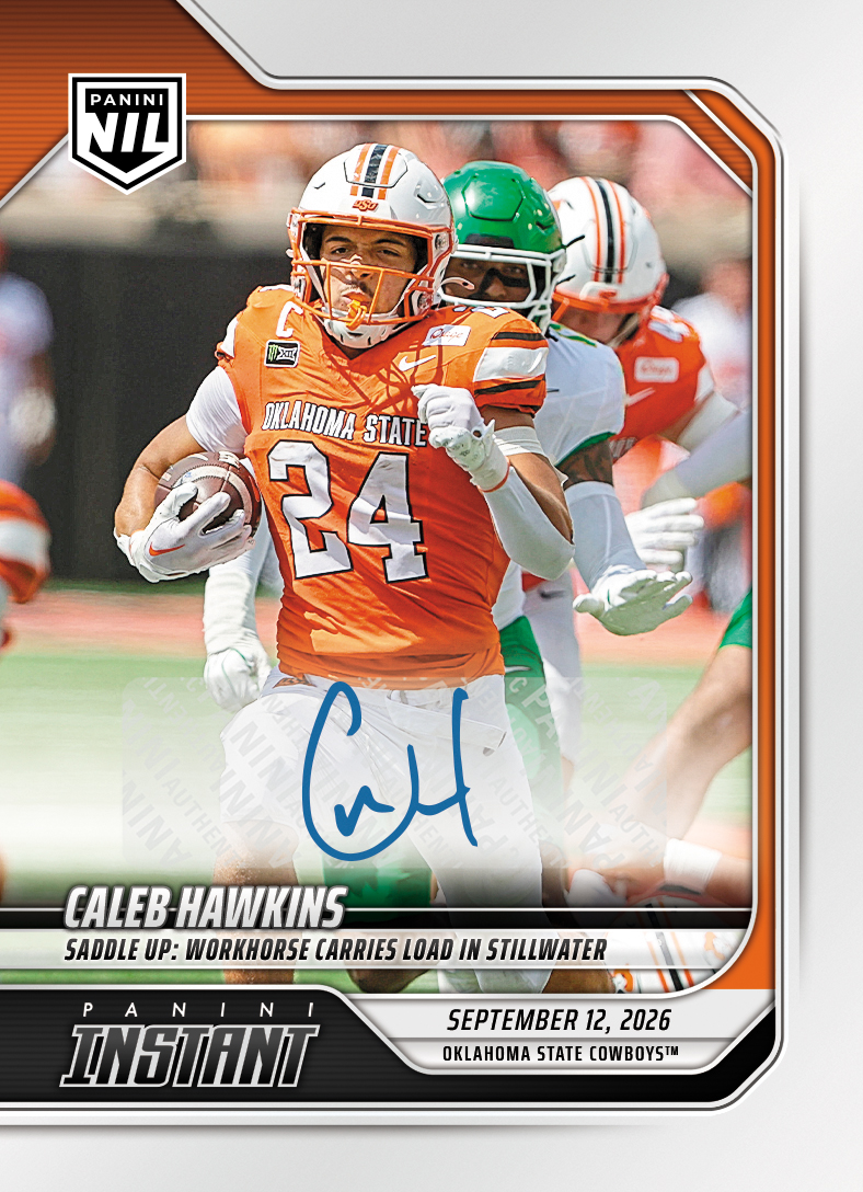 Detailed Image of Caleb Hawkins - 2026 Panini Instant NIL College Football #2-CHA - Base /99 Auto