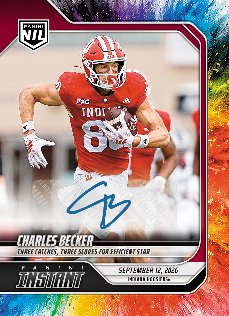 Detailed Image of Charles Becker - 2026 Panini NIL College Football #2-CBE - Color Blast /10 Auto