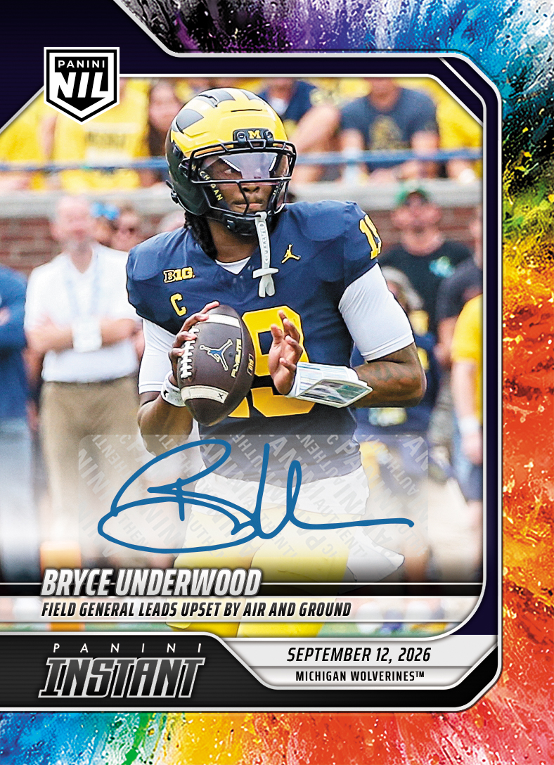Detailed Image of Bryce Underwood - 2026 Panini Instant NIL College Football #2-BUD - Color Blast /10 Auto