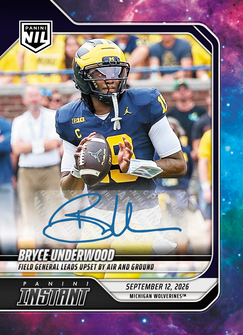 Detailed Image of Bryce Underwood - 2026 Panini Instant NIL College Football #2-BUD - Galaxy 1/1 Auto