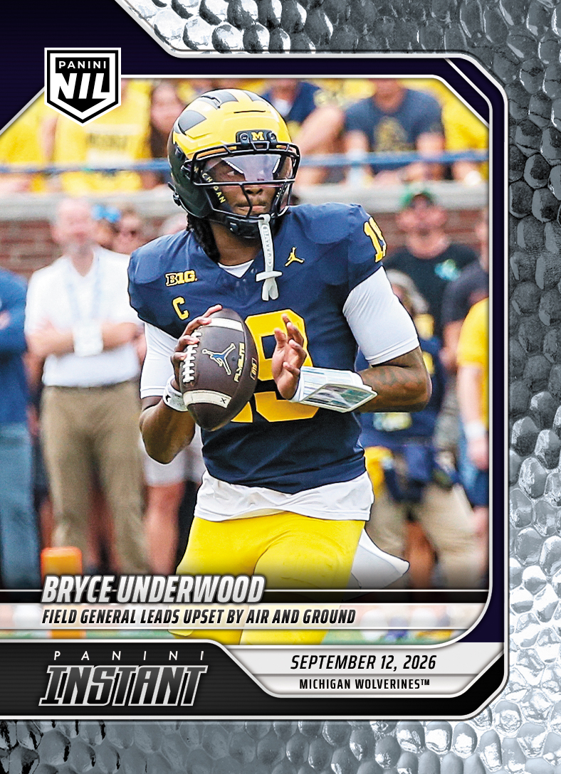 Detailed Image of Bryce Underwood - 2026 Panini Instant NIL College Football #2-BUD - Metallic /5
