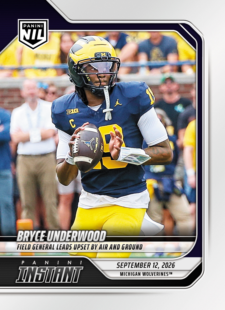 Detailed Image of Bryce Underwood - 2026 Panini Instant NIL College Football #2-BUD - Base Card 25-pack