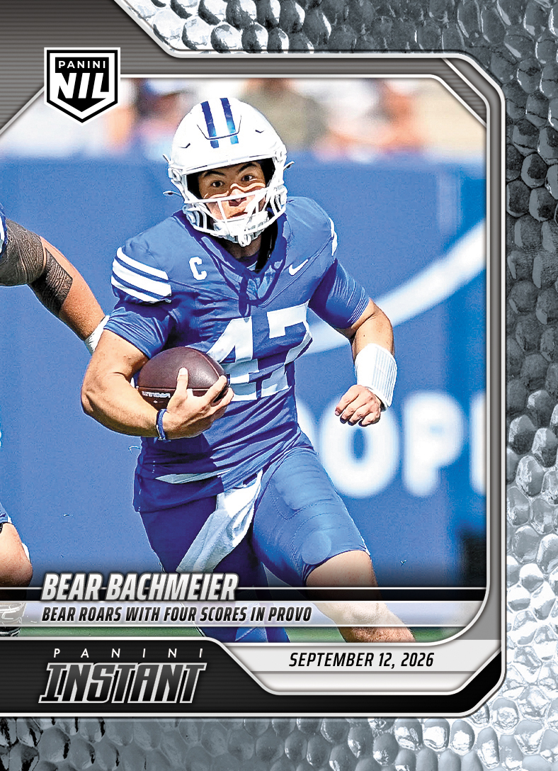 Detailed Image of Bear Bachmeier - 2026 Panini Instant NIL College Football #2-BBA - Metallic /5