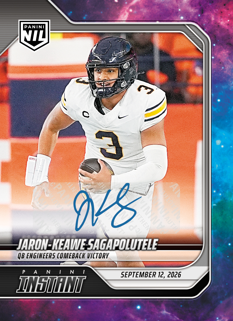 Detailed Image of Jaron-Keawe Sagapolutele - 2026 Panini Instant NIL College Football #2-JKS - Galaxy 1/1 Auto