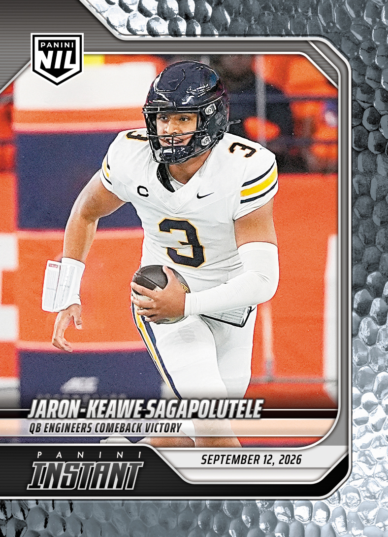 Detailed Image of Jaron-Keawe Sagapolutele - 2026 Panini Instant NIL College Football #2-JKS - Metallic /5
