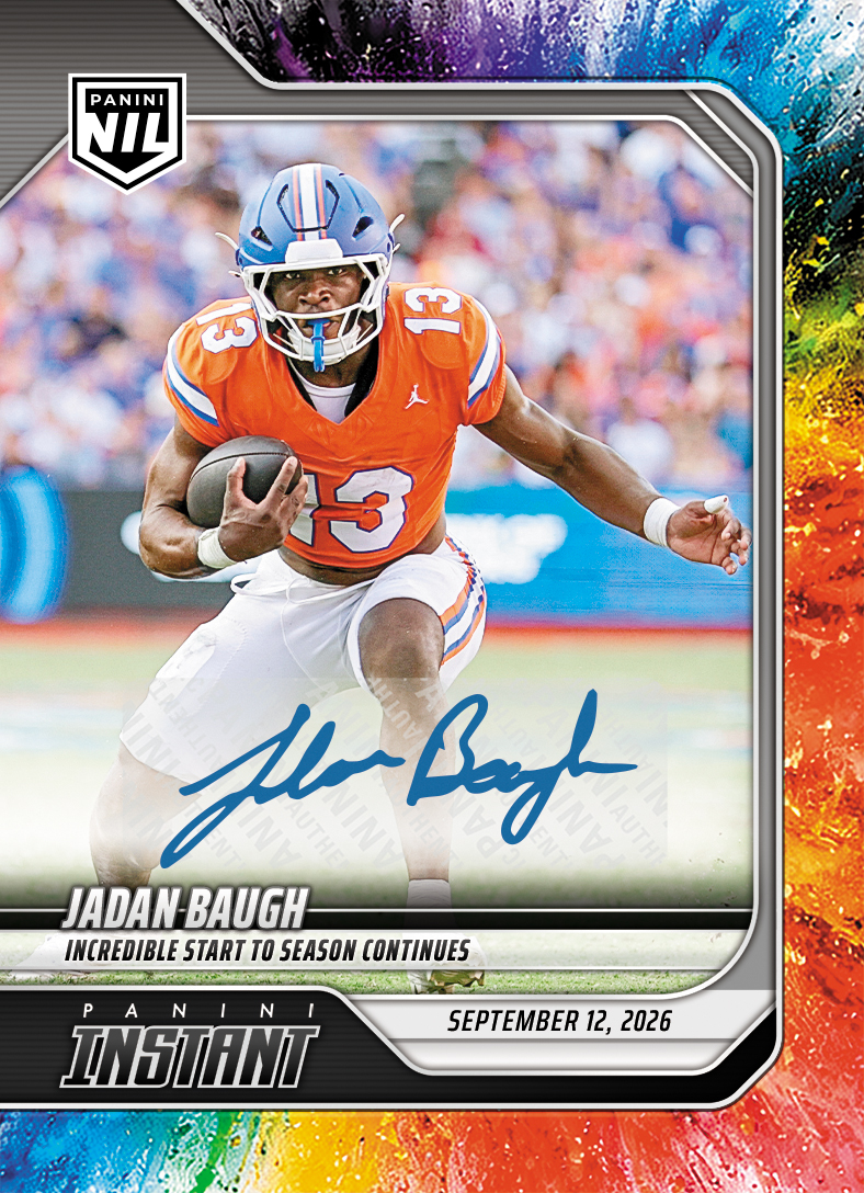 Detailed Image of Jadan Baugh - 2026 Panini Instant NIL College Football #2-JBA - Color Blast /10 Auto