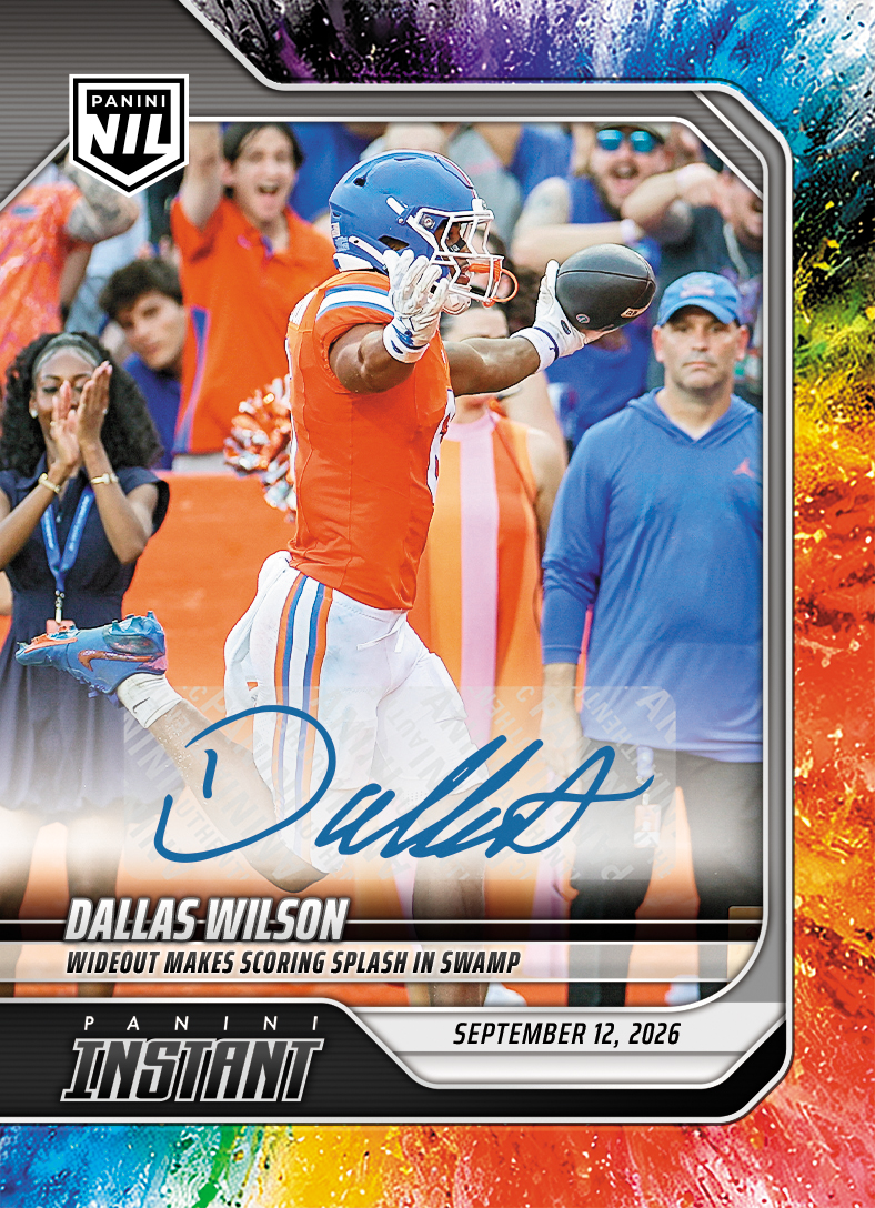 Detailed Image of Dallas Wilson - 2026 Panini Instant NIL College Football #2-DWI - Color Blast /10 Auto