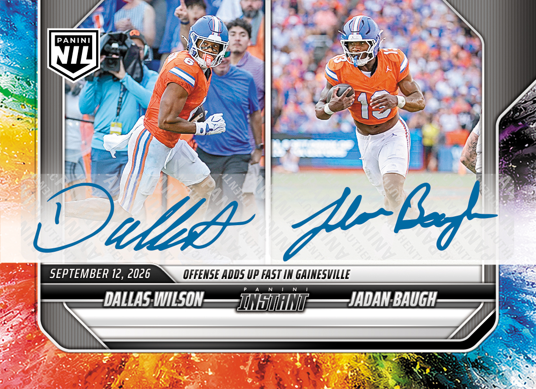 Detailed Image of Dallas Wilson/Jadan Baugh - 2026 Panini NIL College Football #2-FLA - Color Blast /10 Auto