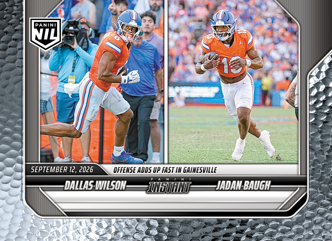 Detailed Image of Dallas Wilson/Jadan Baugh - 2026 Panini NIL College Football #2-FLA - Metallic /5
