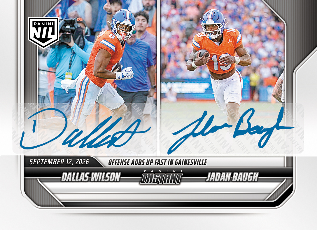 Detailed Image of Dallas Wilson/Jadan Baugh - 2026 Panini NIL College Football #2-FLA - Base /49 Auto