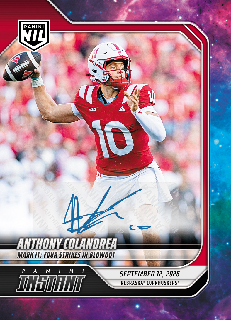 Detailed Image of Anthony Colandrea - 2026 Panini Instant NIL College Football #2-ACO - Galaxy 1/1 Auto