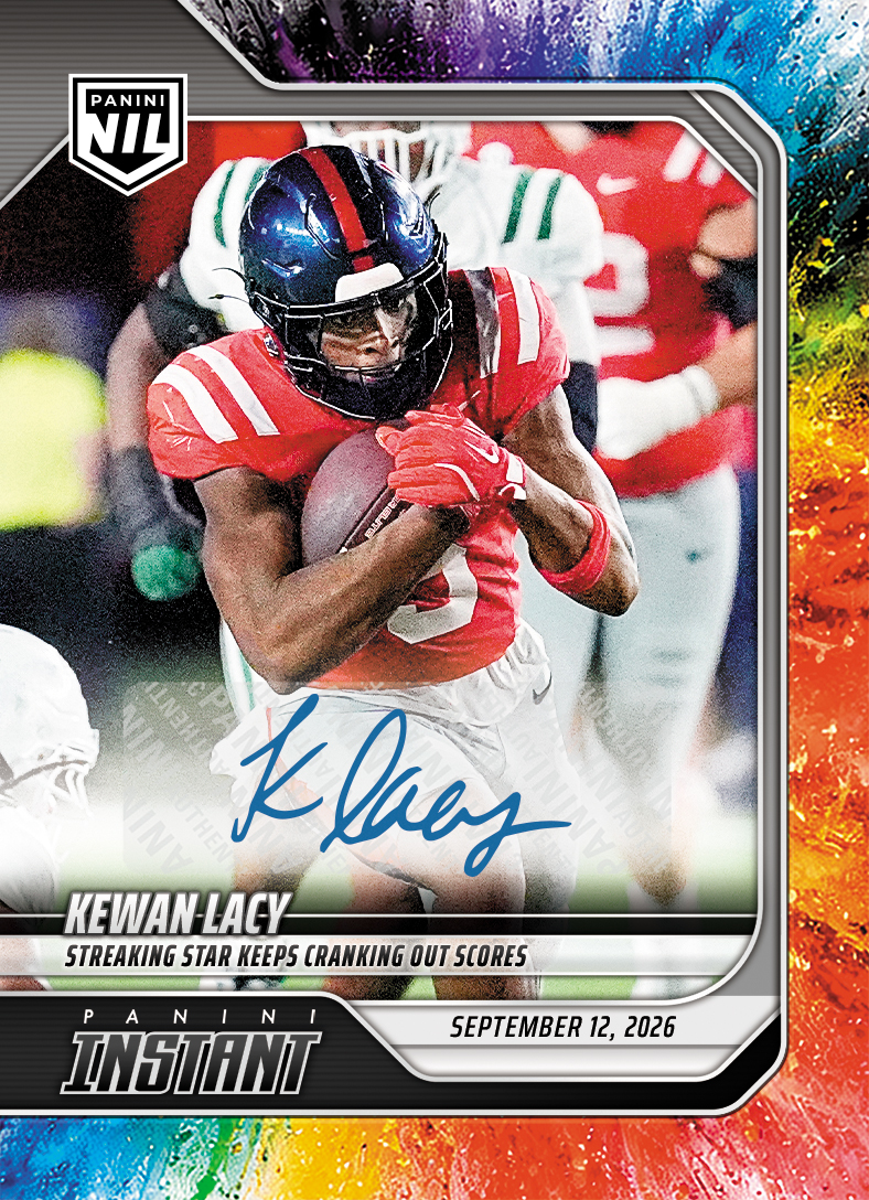 Detailed Image of Kewan Lacy - 2026 Panini Instant NIL College Football #2-KLA - Color Blast /10 Auto