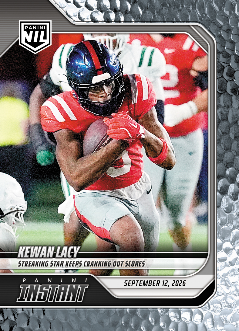 Detailed Image of Kewan Lacy - 2026 Panini Instant NIL College Football #2-KLA - Metallic /5