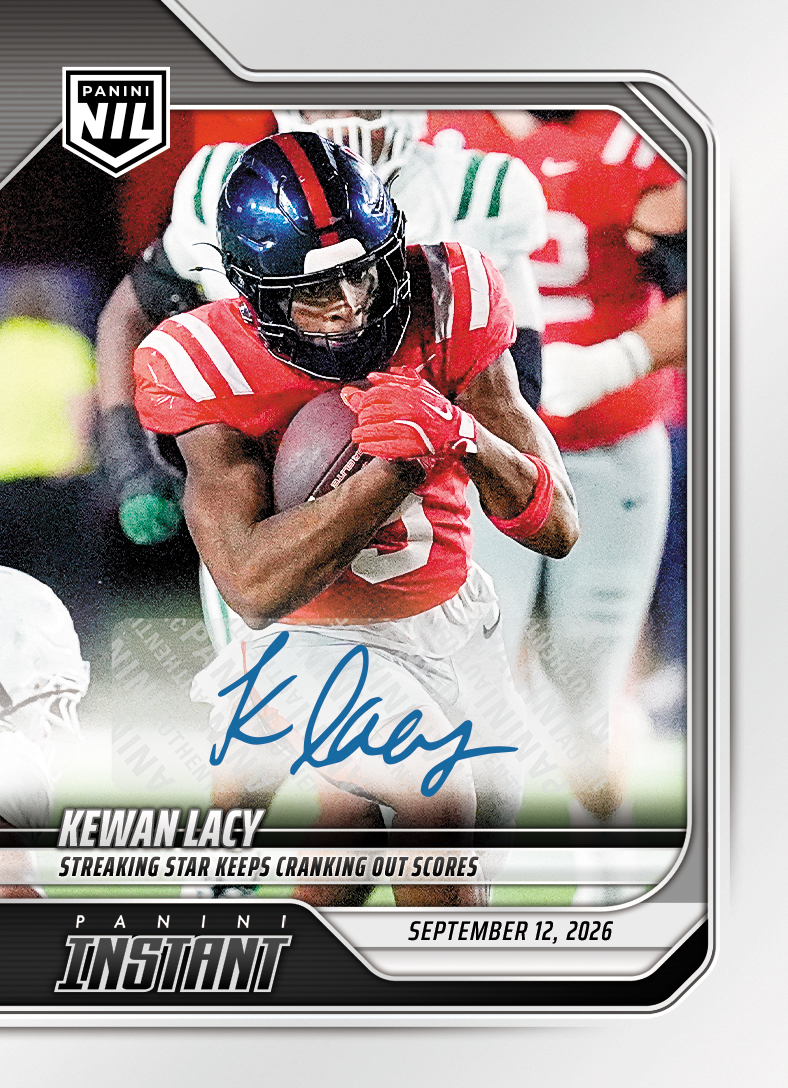 Detailed Image of Kewan Lacy - 2026 Panini Instant NIL College Football #2-KLA - Base /25 Auto