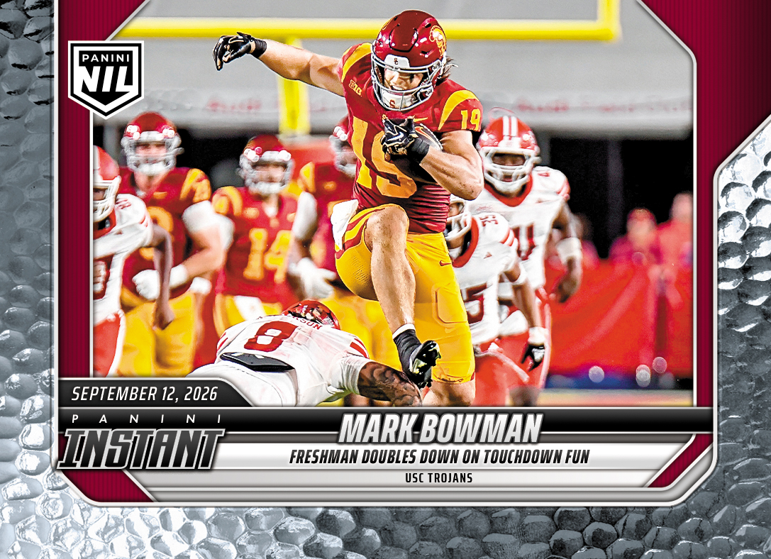 Detailed Image of Mark Bowman - 2026 Panini Instant NIL College Football #2-MBO - Metallic /5