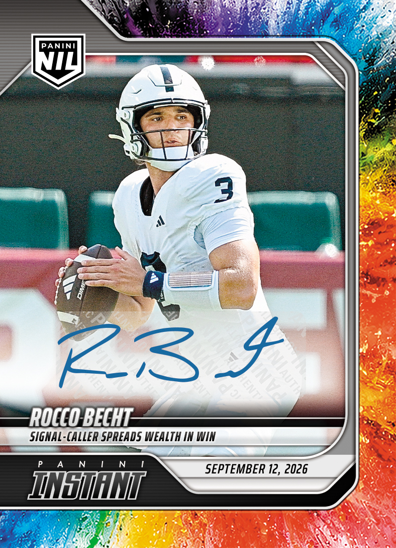 Detailed Image of Rocco Becht - 2026 Panini Instant NIL College Football #2-RBE - Color Blast /10 Auto