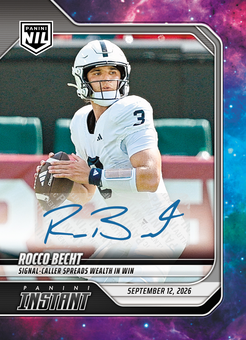Detailed Image of Rocco Becht - 2026 Panini Instant NIL College Football #2-RBE - Galaxy 1/1 Auto
