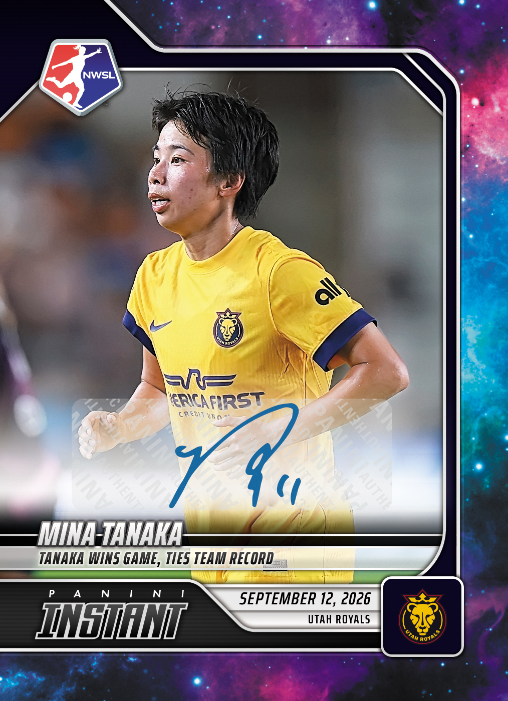 Detailed Image of Mina Tanaka - 2026 Panini Instant NWSL #172 - Galaxy 1/1 Auto