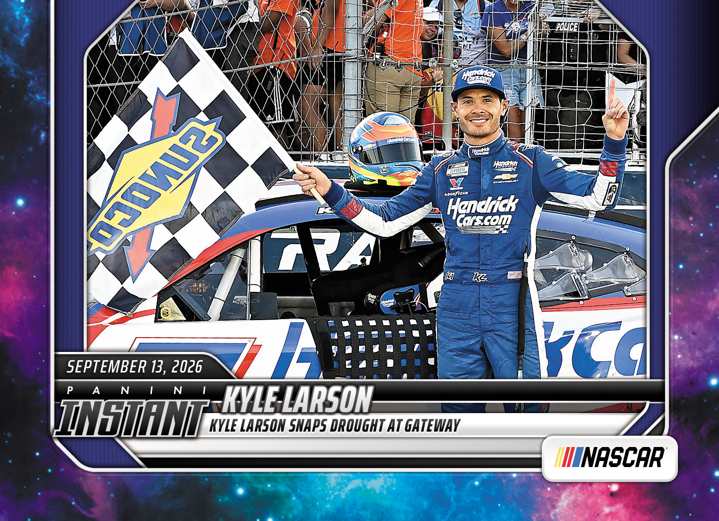 Detailed Image of Kyle Larson - 2026 Panini Instant NASCAR #81 - Galaxy 1/1