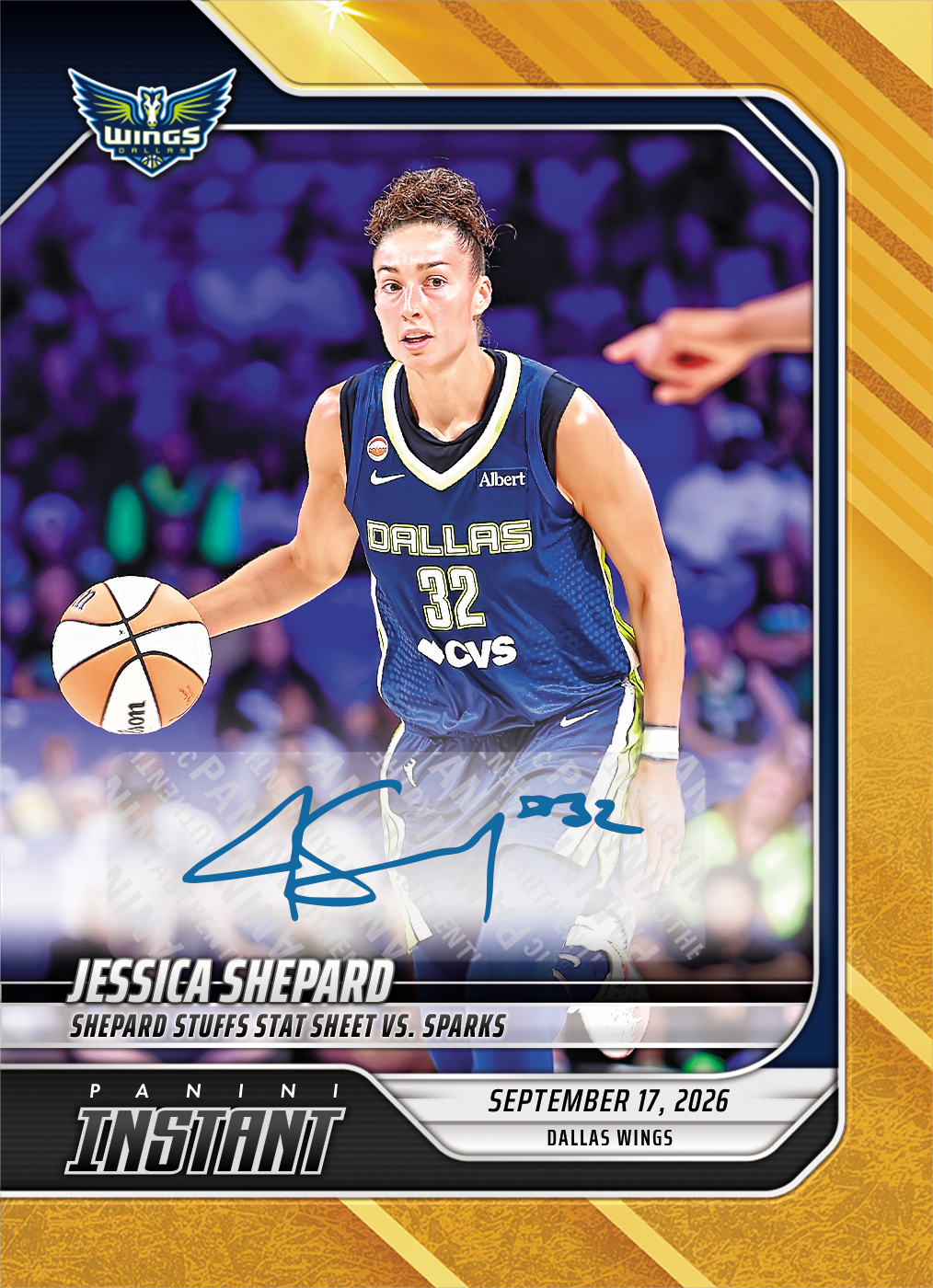 Detailed Image of Jessica Shepard - 2026 Panini Instant WNBA #354 - Gold /10 Auto