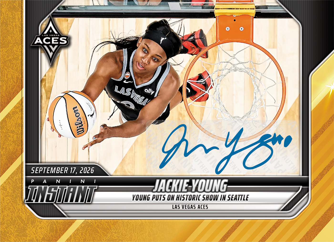 Detailed Image of Jackie Young - 2026 Panini Instant WNBA #356 - Gold /10 Auto