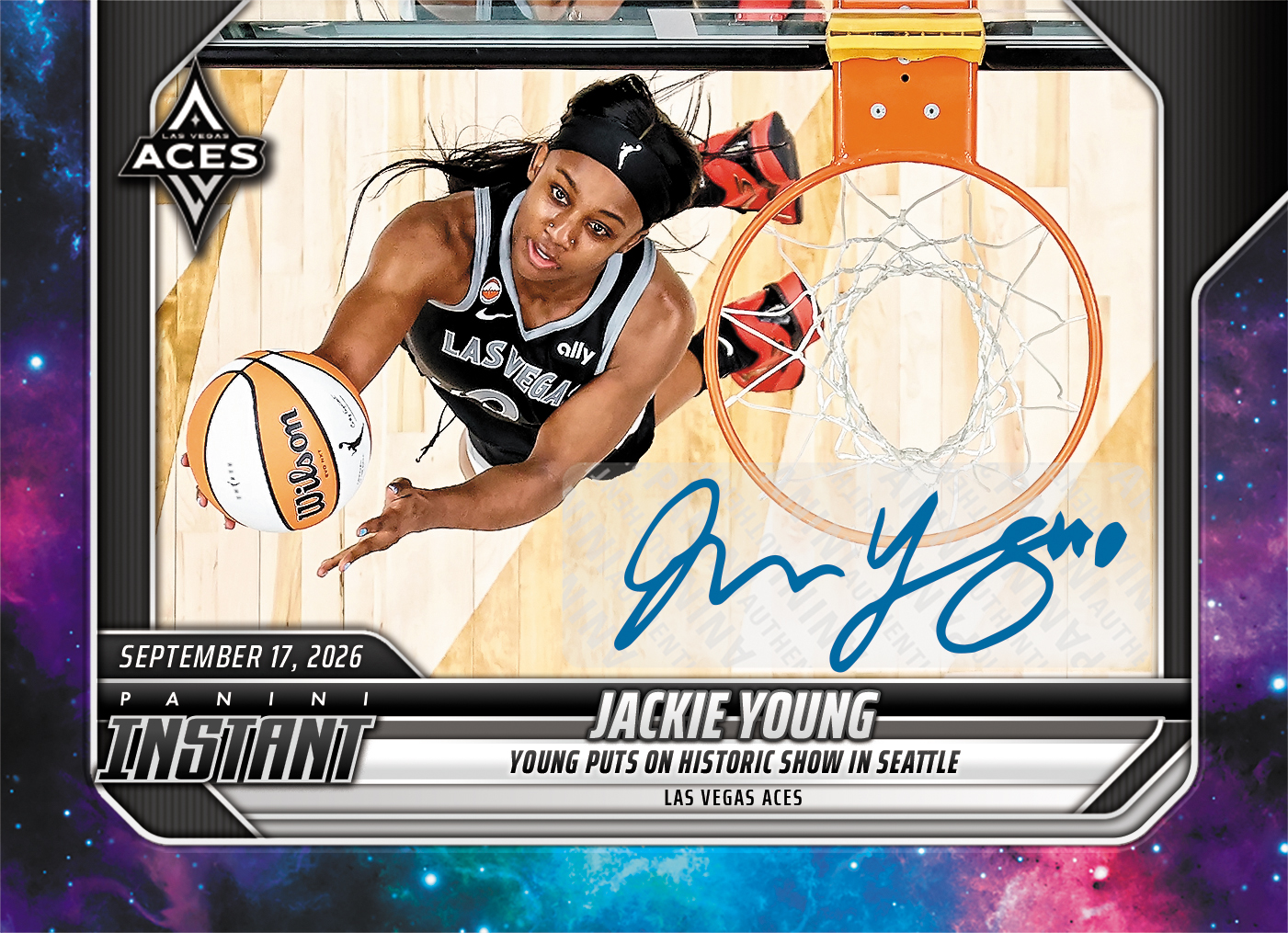 Detailed Image of Jackie Young - 2026 Panini Instant WNBA #356 - Galaxy 1/1 Auto