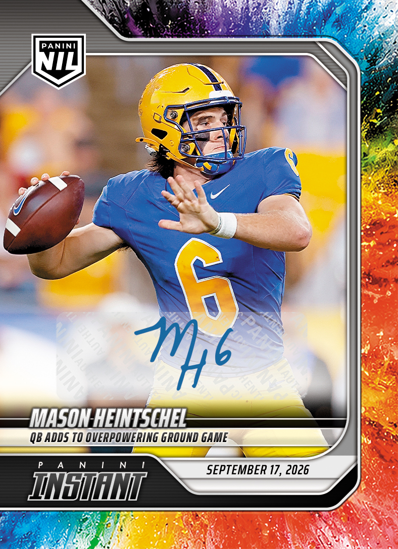 Detailed Image of Mason Heintschel - 2026 Panini Instant NIL College Football #3-MHI - Color Blast /10 Auto