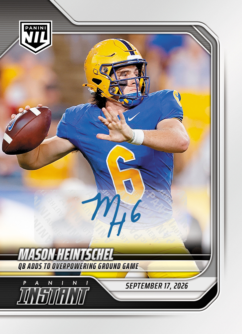 Detailed Image of Mason Heintschel - 2026 Panini Instant NIL College Football #3-MHI - Base /99 Auto