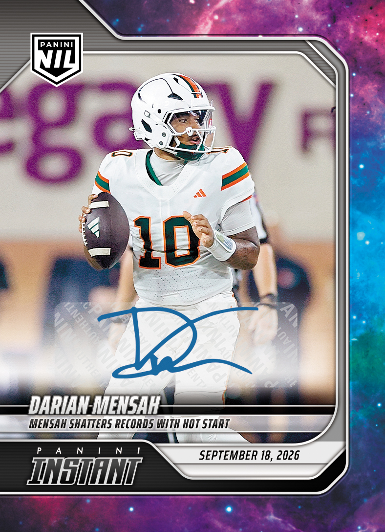 Detailed Image of Darian Mensah - 2026 Panini Instant NIL College Football #3-DME - Galaxy 1/1 Auto