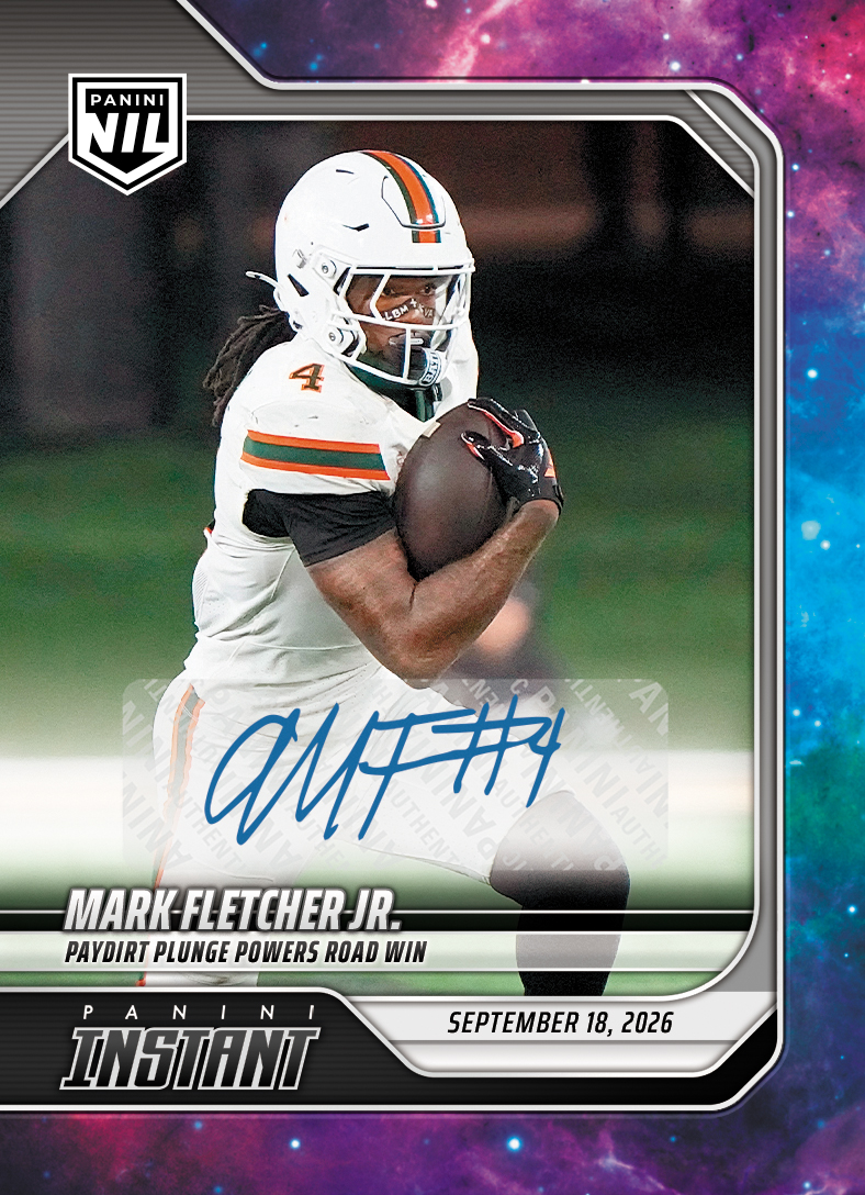 Detailed Image of Mark Fletcher Jr. - 2026 Panini Instant NIL College Football #3-MFJ - Galaxy 1/1 Auto