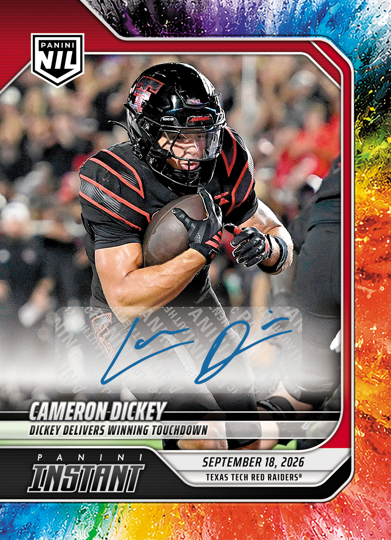 Detailed Image of Cameron Dickey - 2026 Panini Instant NIL College Football #3-CDI - Color Blast /10 Auto