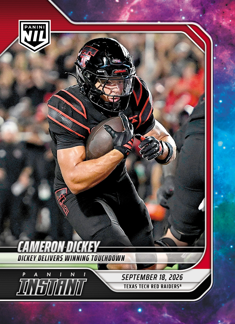 Detailed Image of Cameron Dickey - 2026 Panini Instant NIL College Football #3-CDI - Galaxy 1/1
