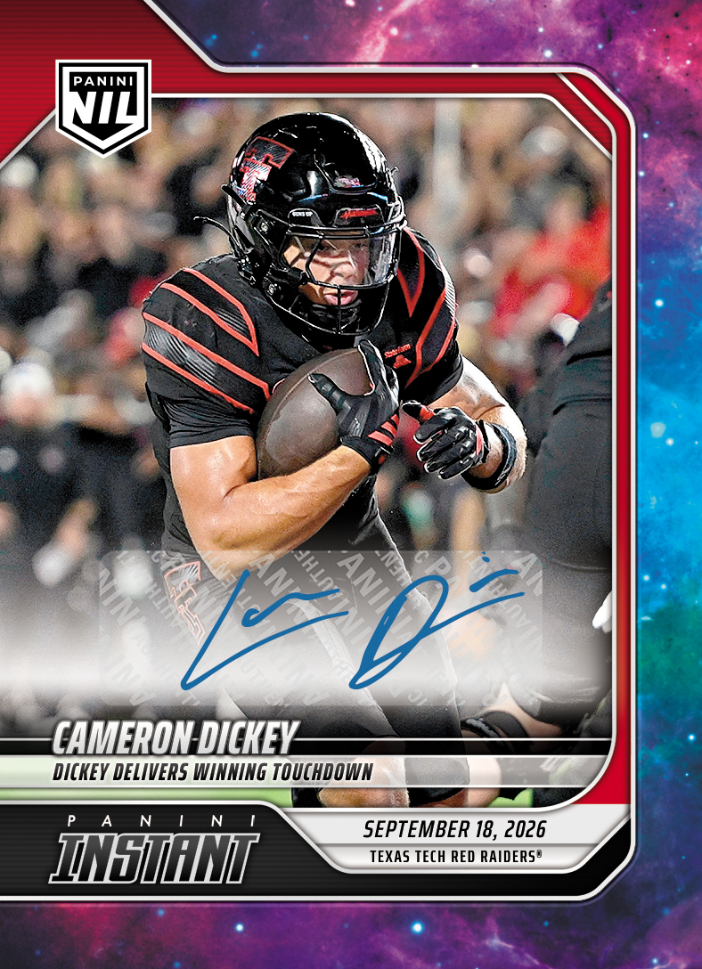 Detailed Image of Cameron Dickey - 2026 Panini Instant NIL College Football #3-CDI - Galaxy 1/1 Auto