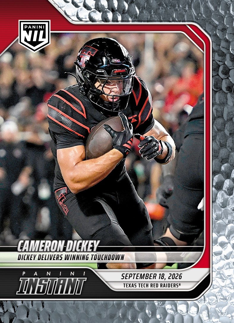 Detailed Image of Cameron Dickey - 2026 Panini Instant NIL College Football #3-CDI - Metallic /5