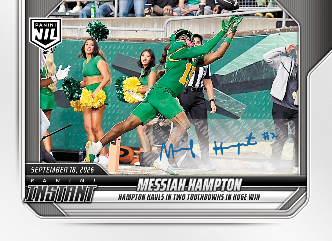Detailed Image of Messiah Hampton - 2026 Panini Instant NIL College Football #3-MHA - Base /99 Auto