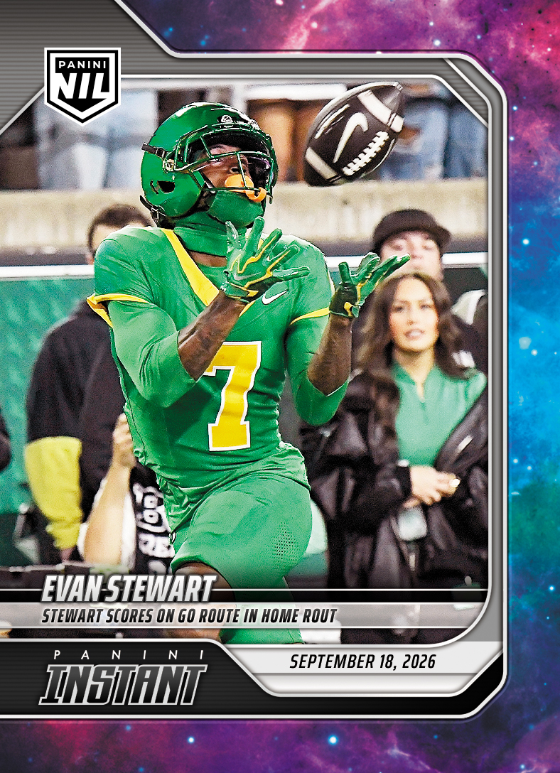 Detailed Image of Evan Stewart - 2026 Panini Instant NIL College Football #3-EST - Galaxy 1/1
