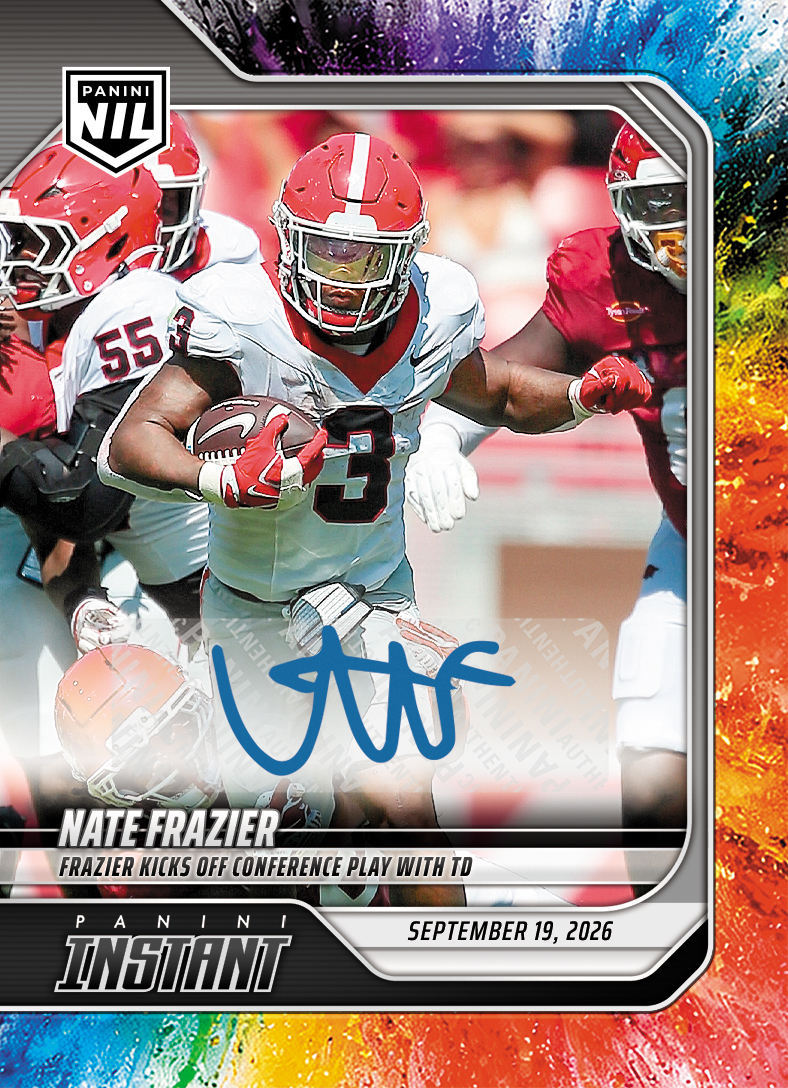 Detailed Image of Nate Frazier - 2026 Panini Instant NIL College Football #3-NFR - Color Blast /10 Auto
