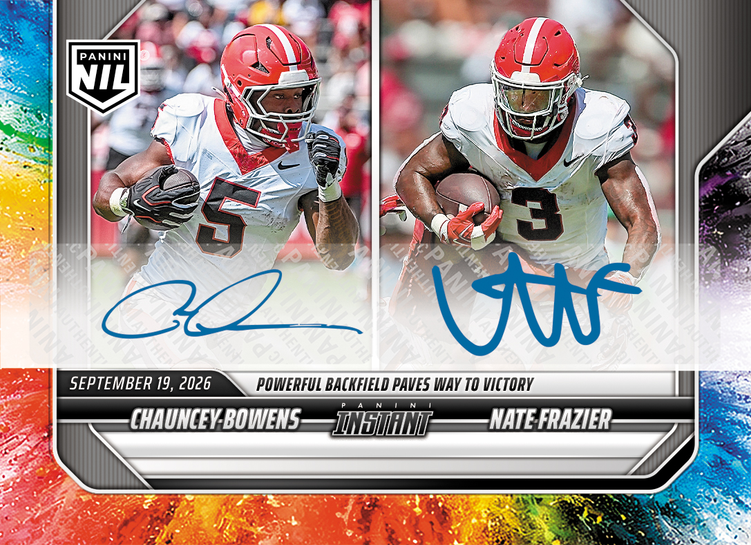 Detailed Image of Chauncey Bowens/Nate Frazier - 2026 Panini Instant NIL College Football #3-UGA - Color Blast /10 Auto