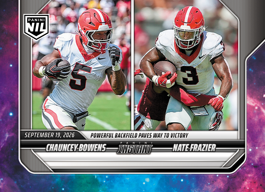 Detailed Image of Chauncey Bowens/Nate Frazier - 2026 Panini Instant NIL College Football #3-UGA - Galaxy 1/1